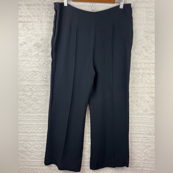 BROOKS BROTHERS Wide Leg Black Crepe Pants Side Zipper Size 12 - Picture 8 of 14